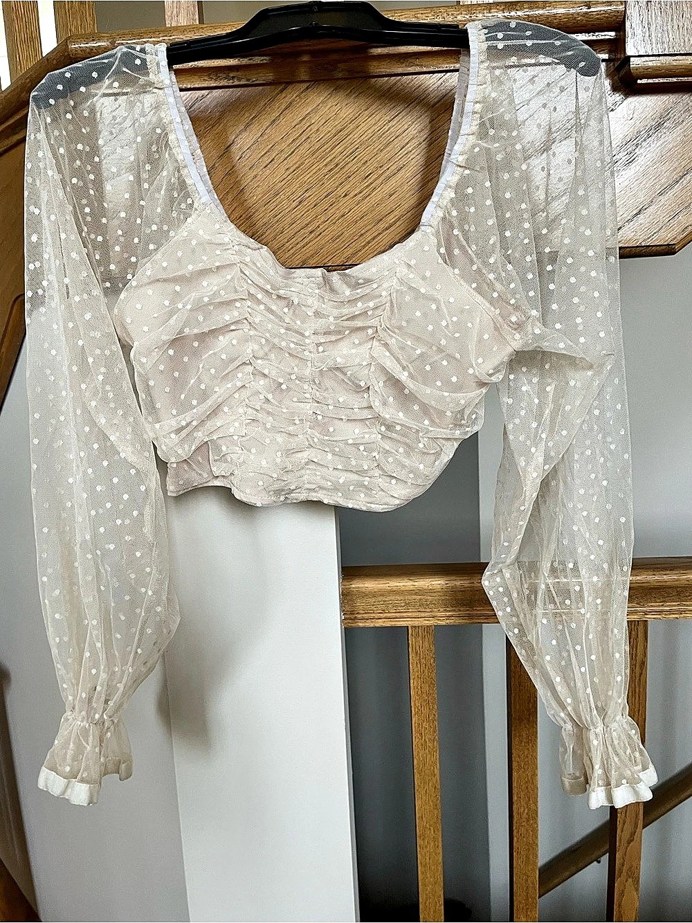 SHEIN Polka Dot Crop Top in White Size 6 Like New